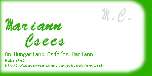 mariann csecs business card